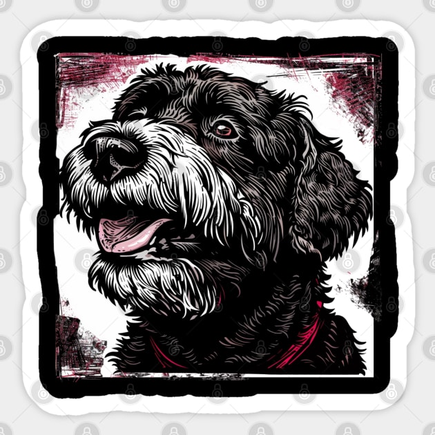 Retro Art Black Russian Terrier Dog Lover Sticker by June Sixteen